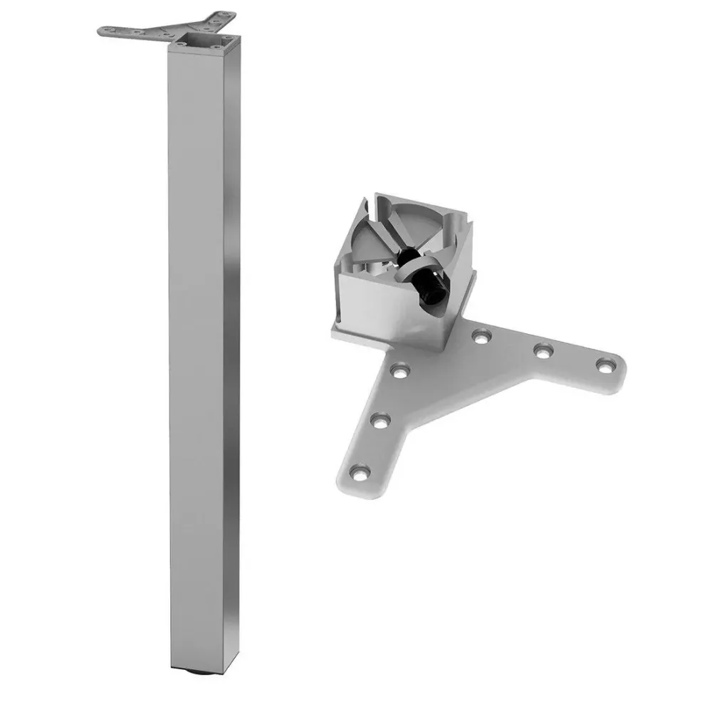 Čtvercová noha nábytku 710 mm, chrom, montážní deska ZnAl
