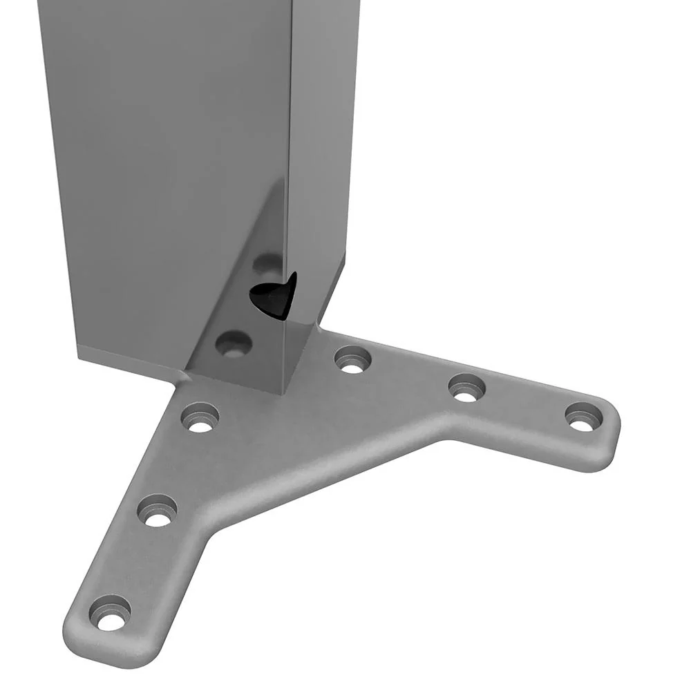 Čtvercová noha nábytku 710 mm, chrom, montážní deska ZnAl