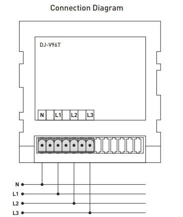 DJ-V96T Voltmetr panelový digitální třífázový vestavný pro AC