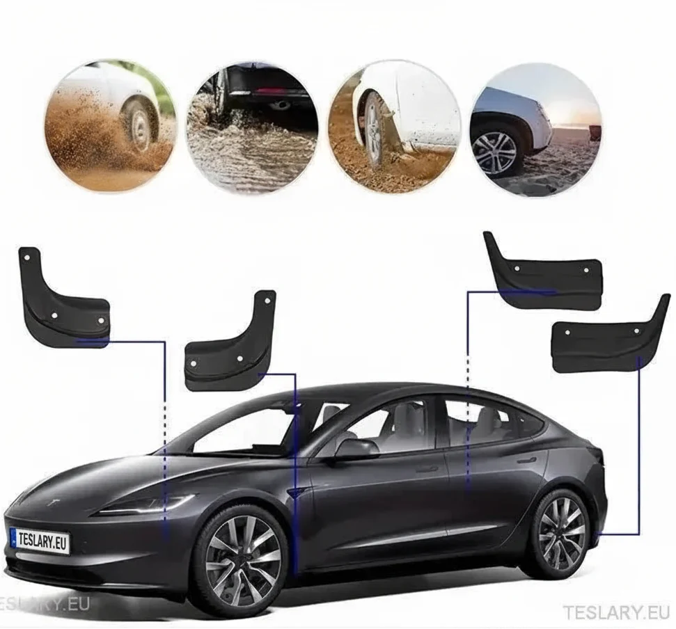 Tesla 3 Highland Anti Splash Fender vložky (bahenní klapky)