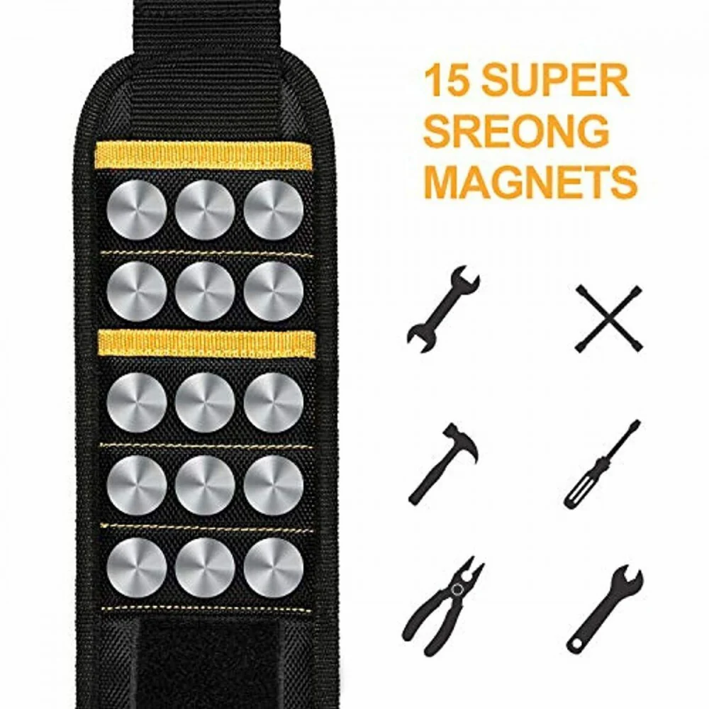 MYCARBON Magnetický Náramek na Zápěstí - Nástrojový Náramek pro Muže, s 15 Magnety