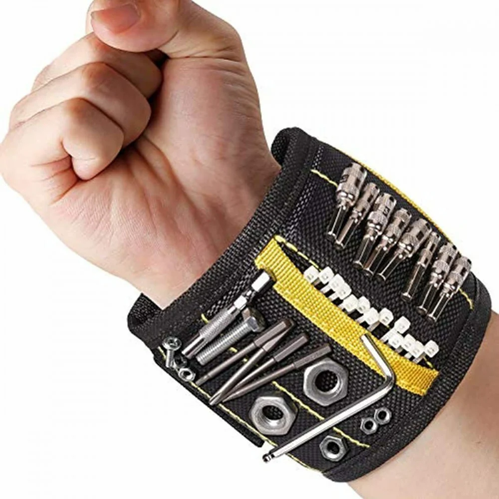MYCARBON Magnetický Náramek na Zápěstí - Nástrojový Náramek pro Muže, s 15 Magnety