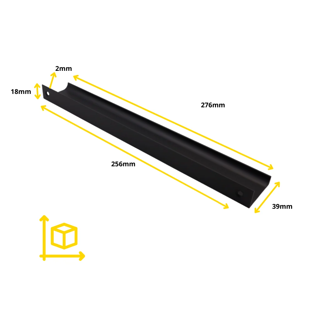 Hrana profilové rukojeti s délkou 256 mm (celková délka 276 mm) - černá.