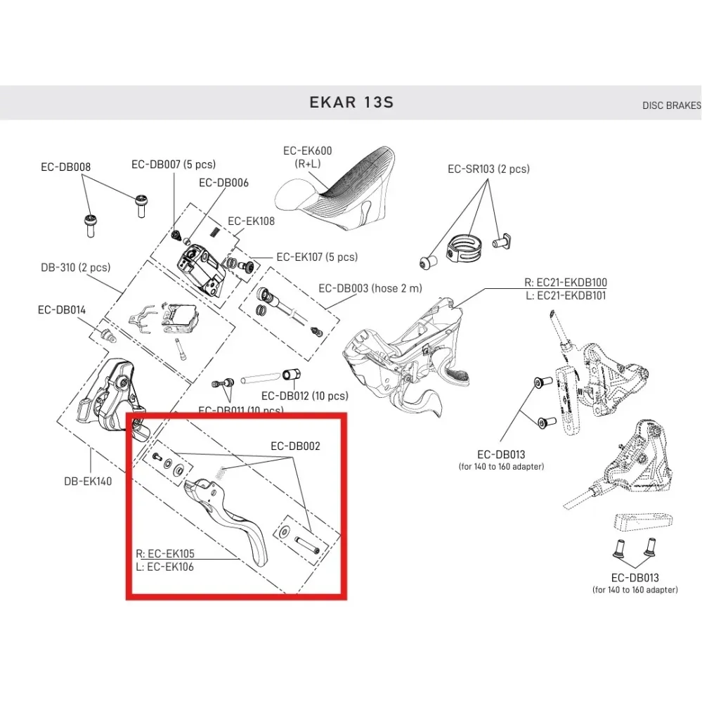 Levá brzdová páka CAMPAGNOLO EKAR 13V DISC