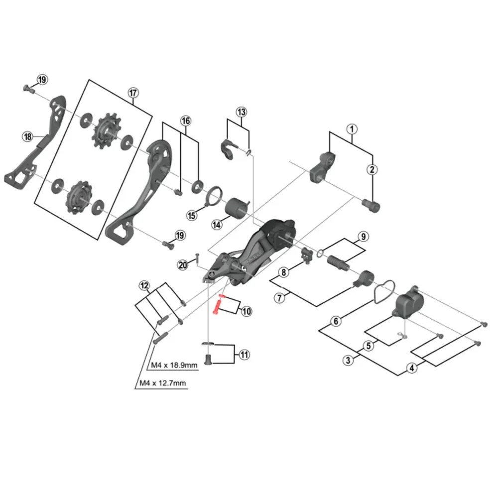 Nastavovací šroub B pro zadní přehazovačku SHIMANO XTR M9000 / M9100 / M9120 #Y5PV98070