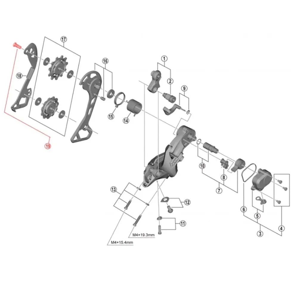 Šroub klece zadní přehazovačky SHIMANO M5x12,45 mm (x1)