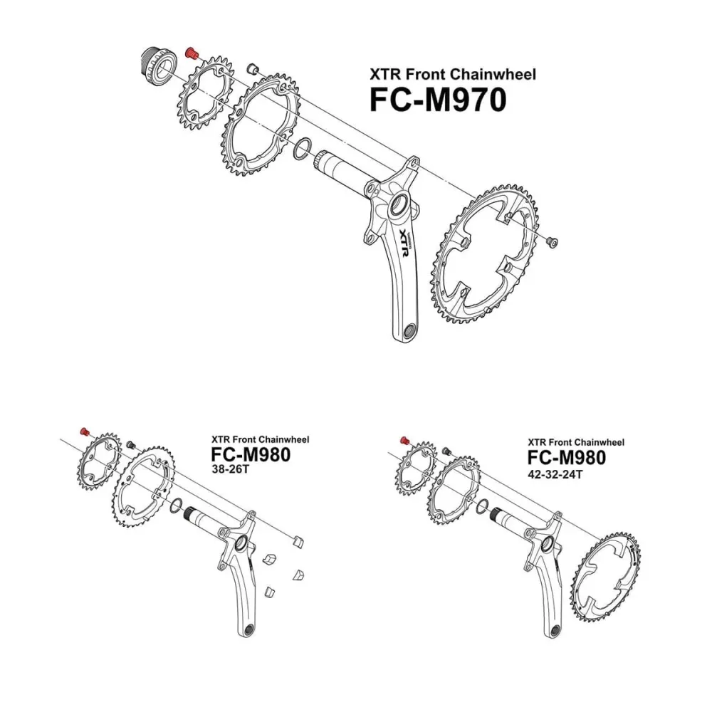 Sada komínových šroubů SHIMANO XTR M980 Inner Plate / XT M8000 Intermediate Plate 10,1 mm (x4) Matt Silver
