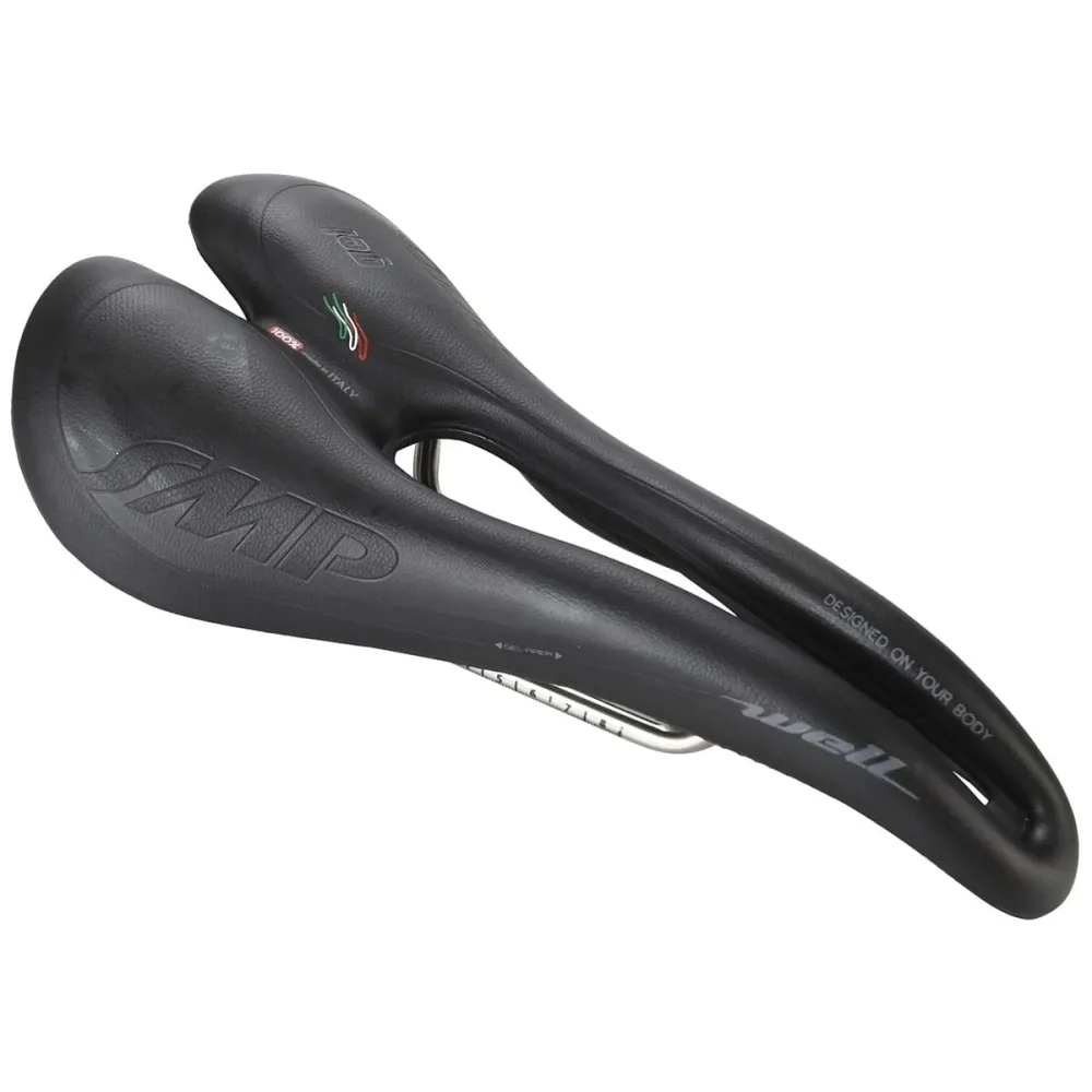Sedlo SMP WELL GEL Šířka 144 mm Ocelové kolejnice Černá