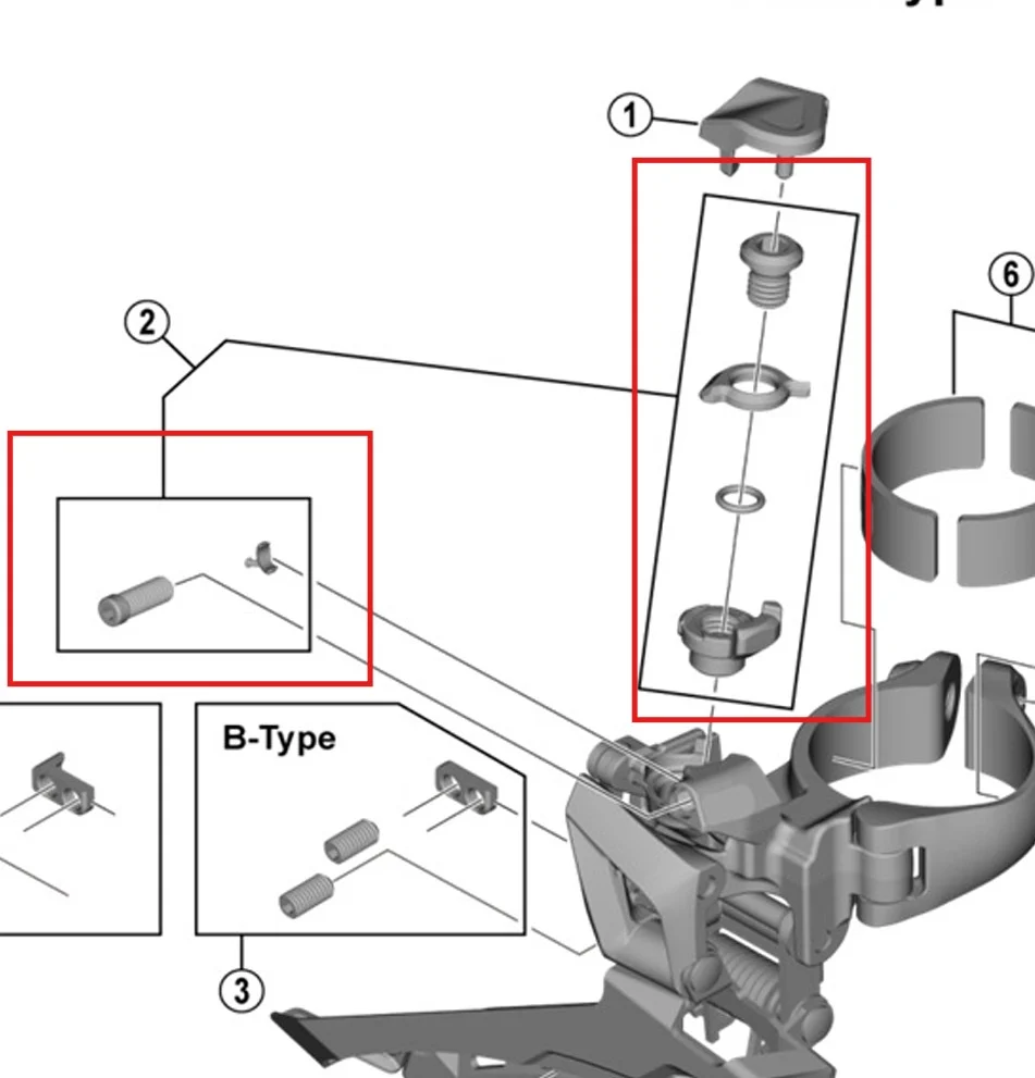 SHIMANO FD-R7100/U6030/5801/R7000/RX400 seřízení utahování kabelů