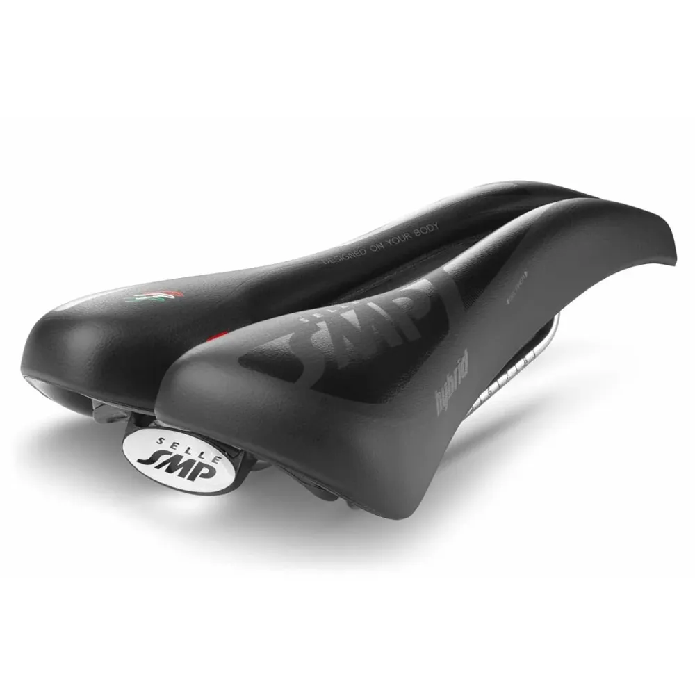SMP HYBRIDE GEL Sedlo 140mm široké Ocelové kolejnice Černá