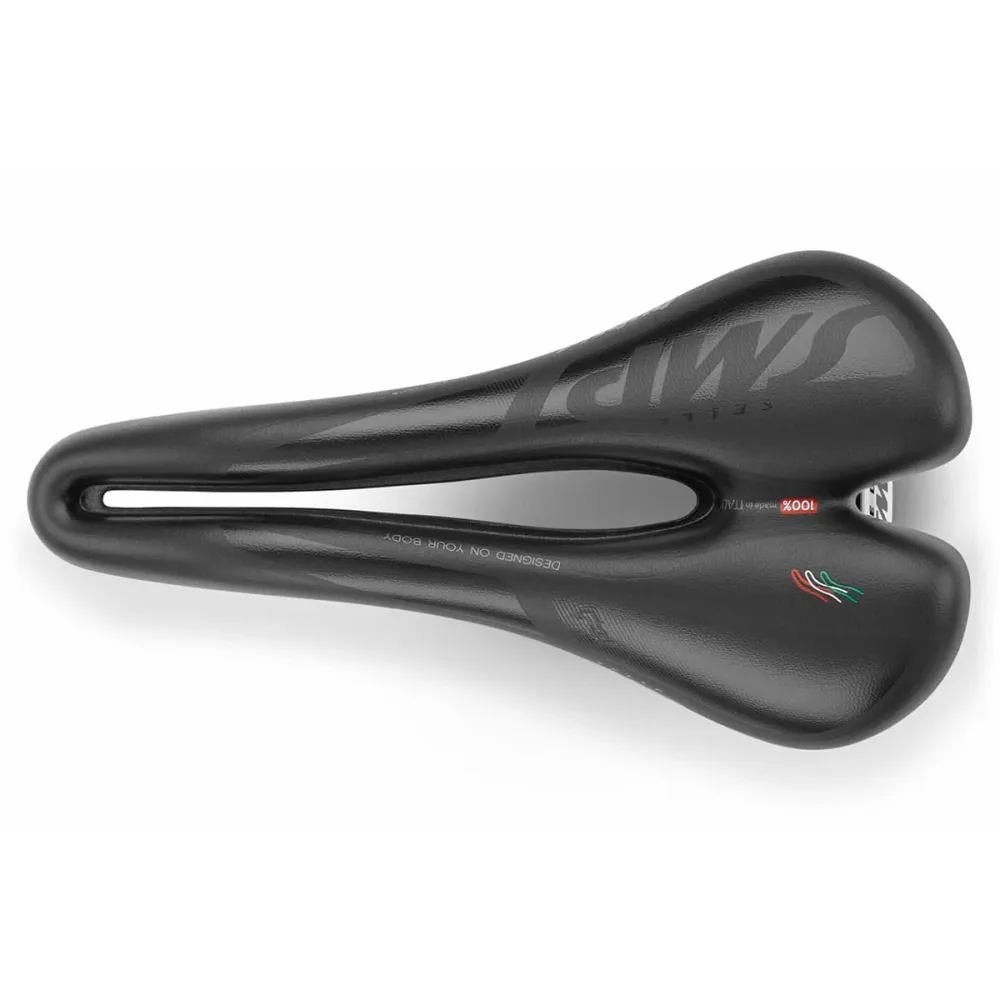 SMP HYBRIDE GEL Sedlo 140mm široké Ocelové kolejnice Černá
