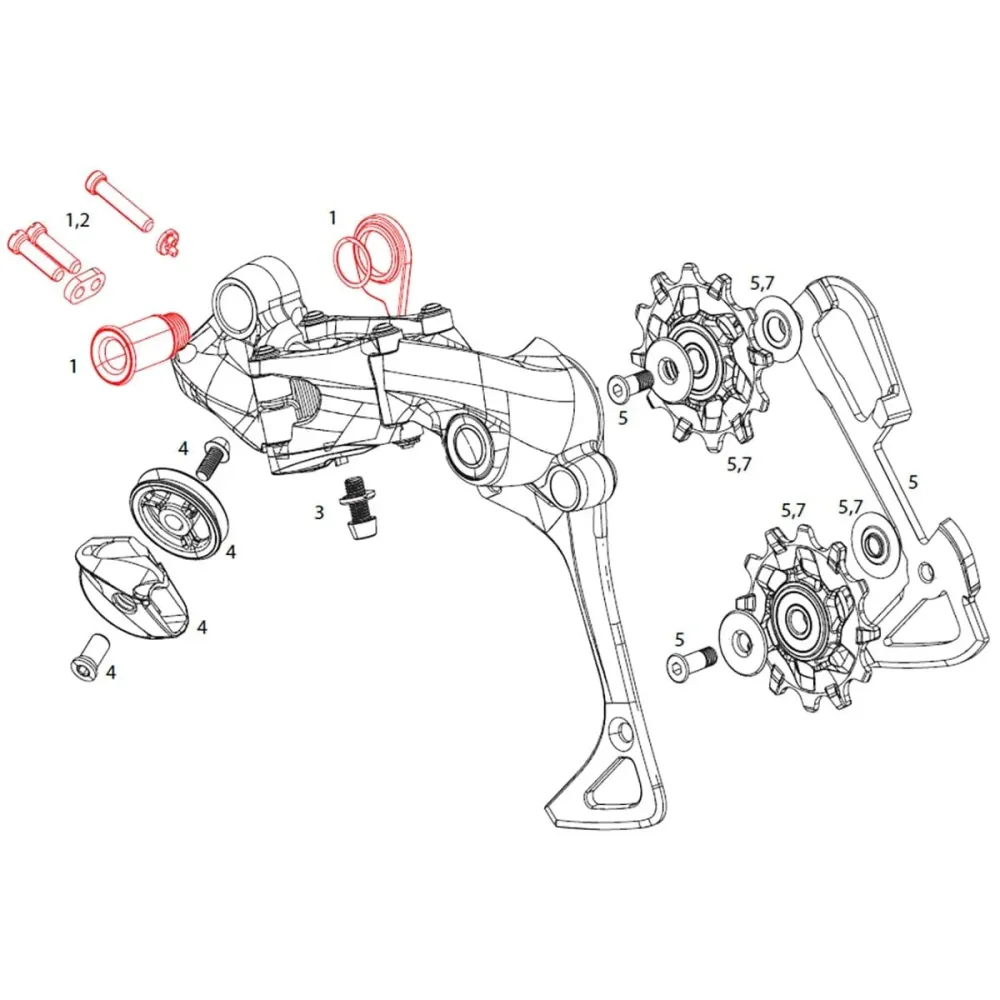 SRAM X01 DH 10V zadní přehazovačka Montážní přítlačné šrouby #11.7518.033.001