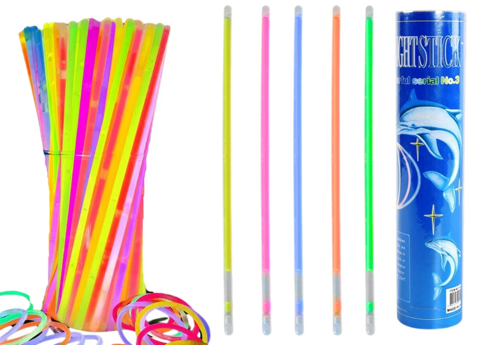 Fluorescenční čelenky svítící ve tmě – 100 kusů v různých barvách