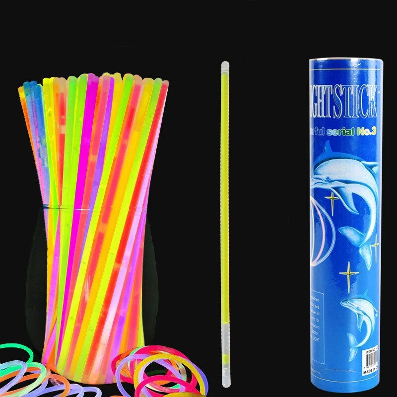 Fluorescenční čelenky svítící ve tmě – 100 kusů v různých barvách
