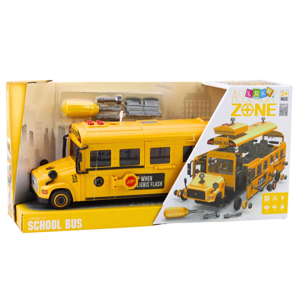 Školní autobus na šroubování – stavebnice DIY se 48 díly