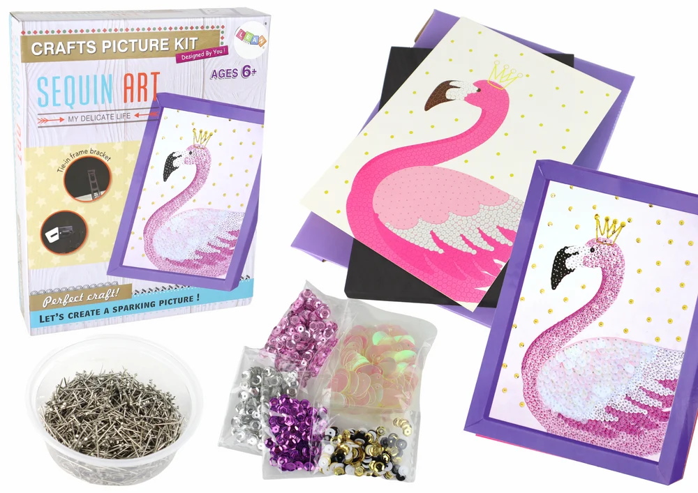 Kreativní DIY sada s flitry hřebíčky Plameňák – Clementoni