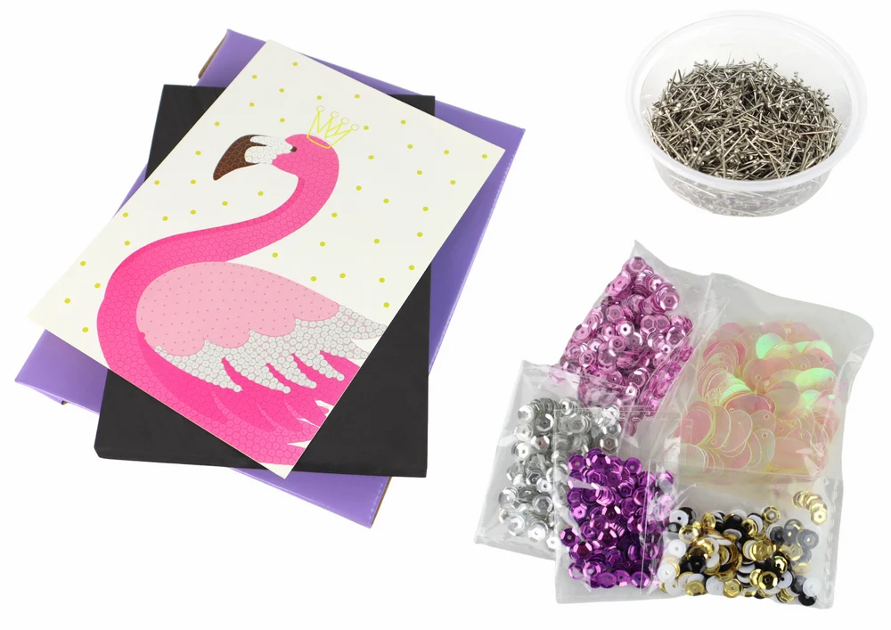 Kreativní DIY sada s flitry hřebíčky Plameňák – Clementoni