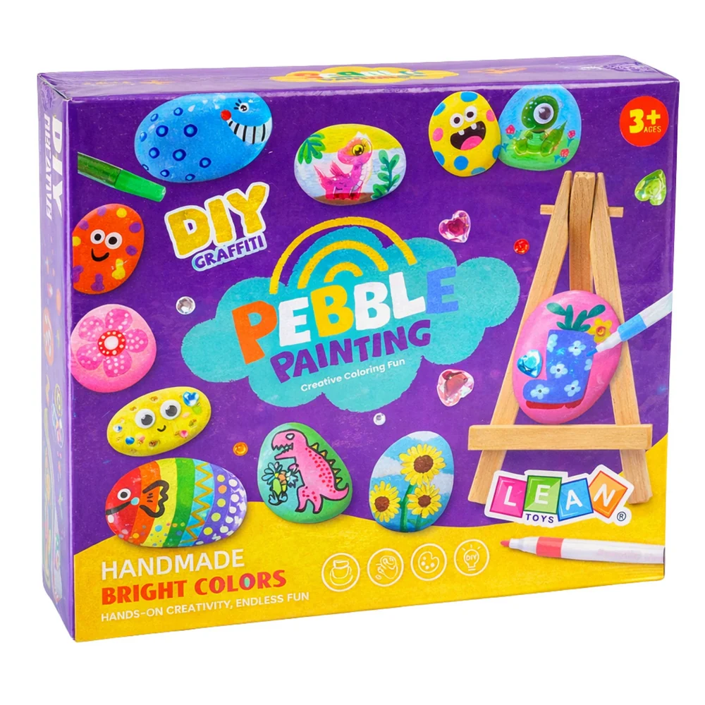 Kreativní sada na malování kamínků s fixy třpytkovými lepidly