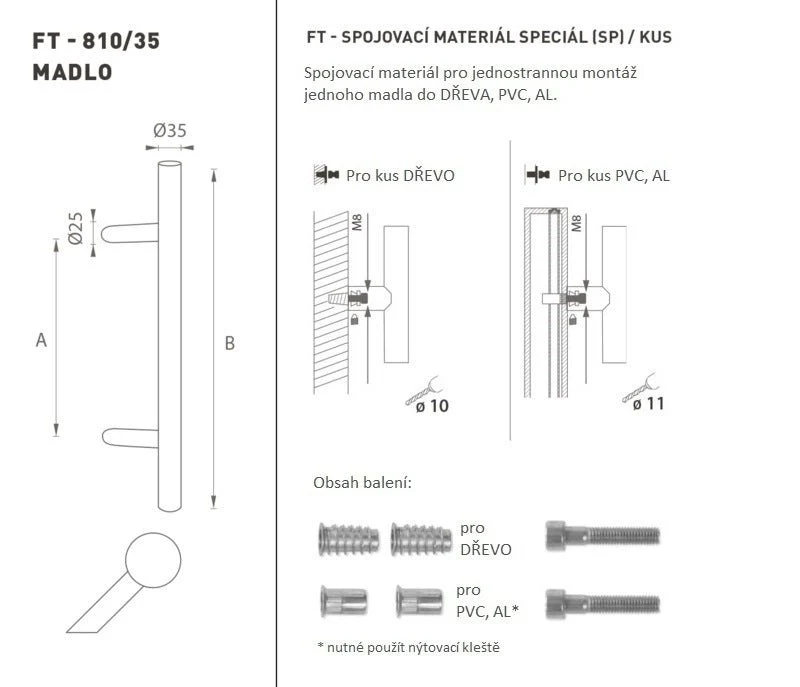 FT - RUKOJEŤ kód K10 â'¬Å¡Â¬Â¹Ã†â€™Â¦ 35 mm SP ks - Kulaté offsetové rukojeti