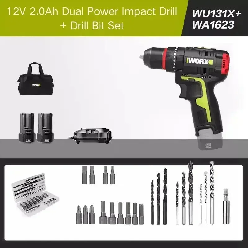 Elektrická vrtačka WORX WU131 příklepová vrtačka s lithiovou baterií