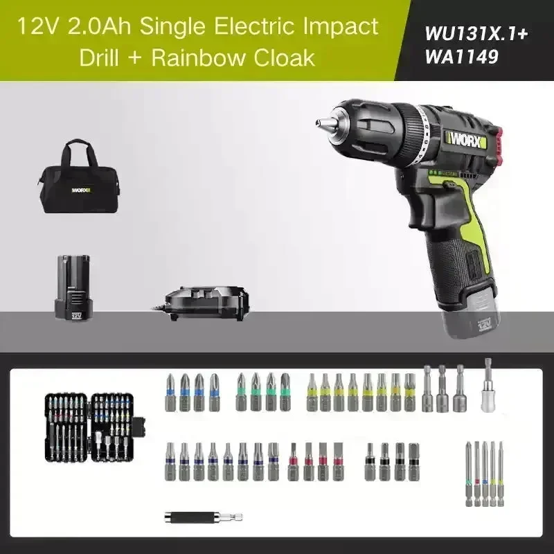 Elektrická vrtačka WORX WU131 příklepová vrtačka s lithiovou baterií