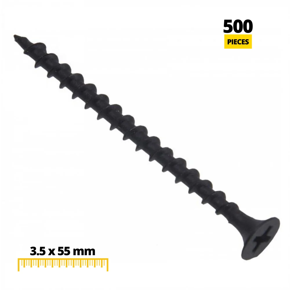 Dřevěné šrouby Phillips PH2 3,5x55mm černé (500 ks)