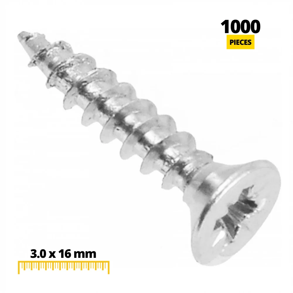 Dřevěné šrouby PZ1 3.0x16mm bílý zinek (1000 ks)