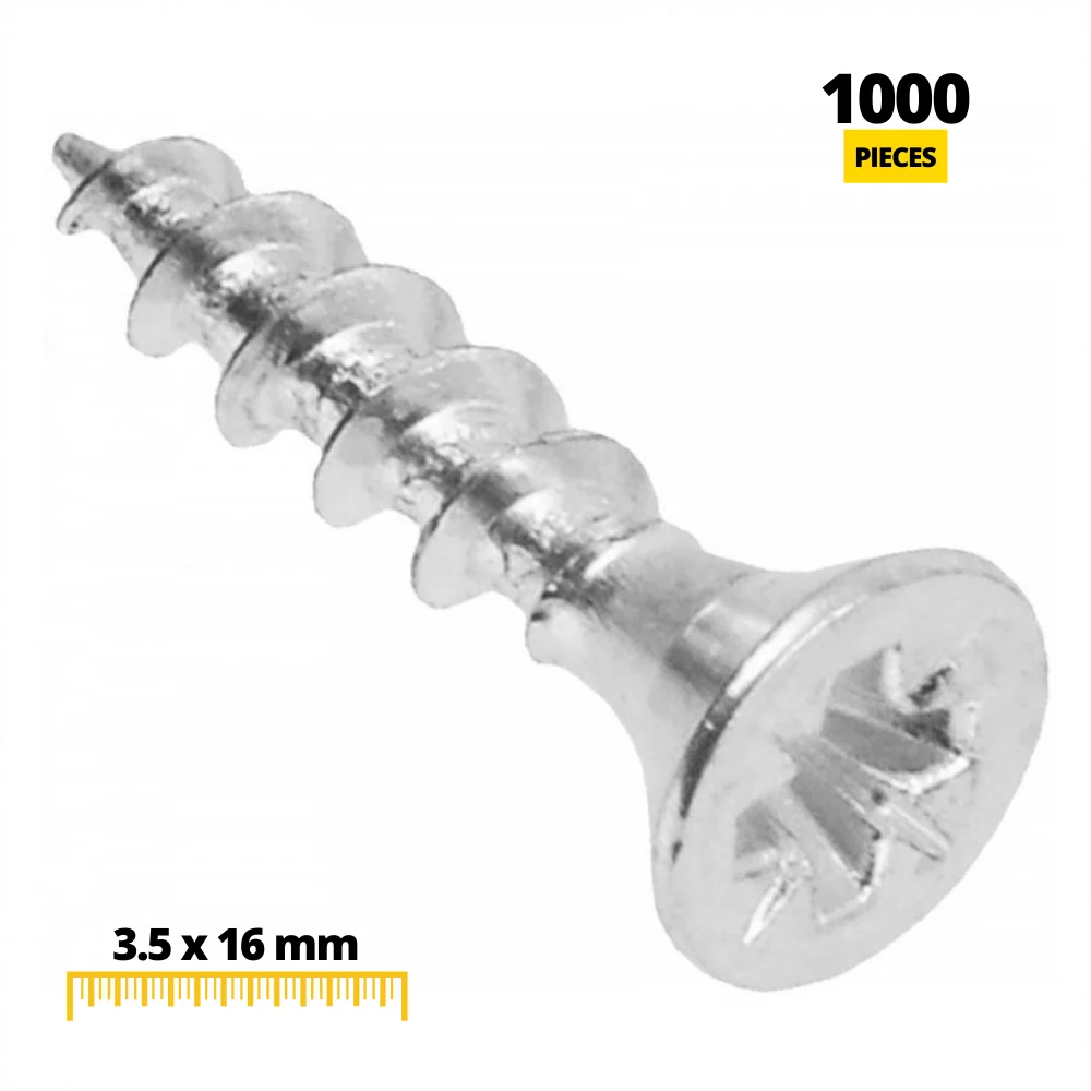 Dřevěné šrouby PZ2 3,5x16mm bílý zinek (1000 ks)