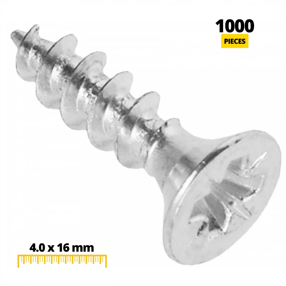 Dřevěné šrouby PZ2 4,0x16mm bílý zinek (1000 ks)