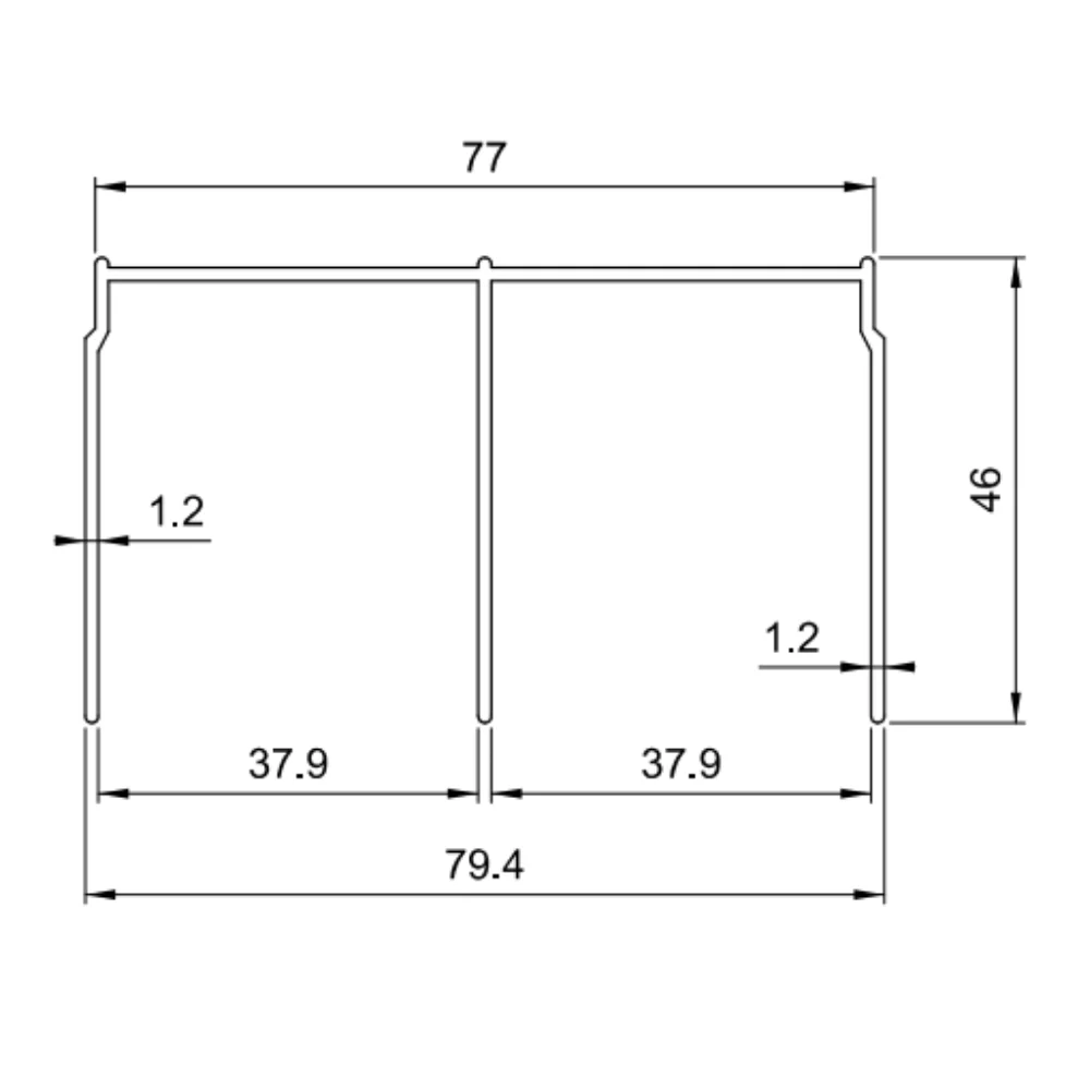 Dvojitá horní hliníková kolejnice 560 cm - šampaňská anodizace