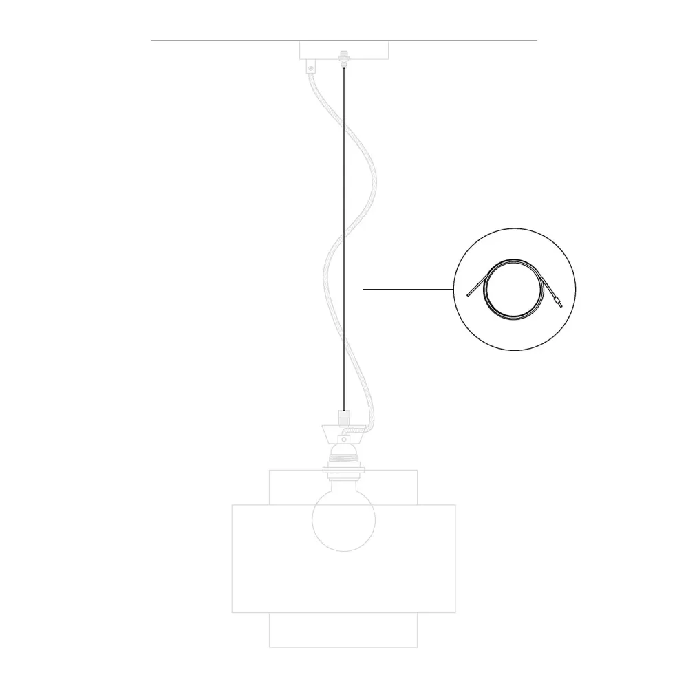 Kabel táhlo z oceli 3 metry s blokovací kuličkou pro závěsy – Ø 1,5 mm (zatížení 25 kg)