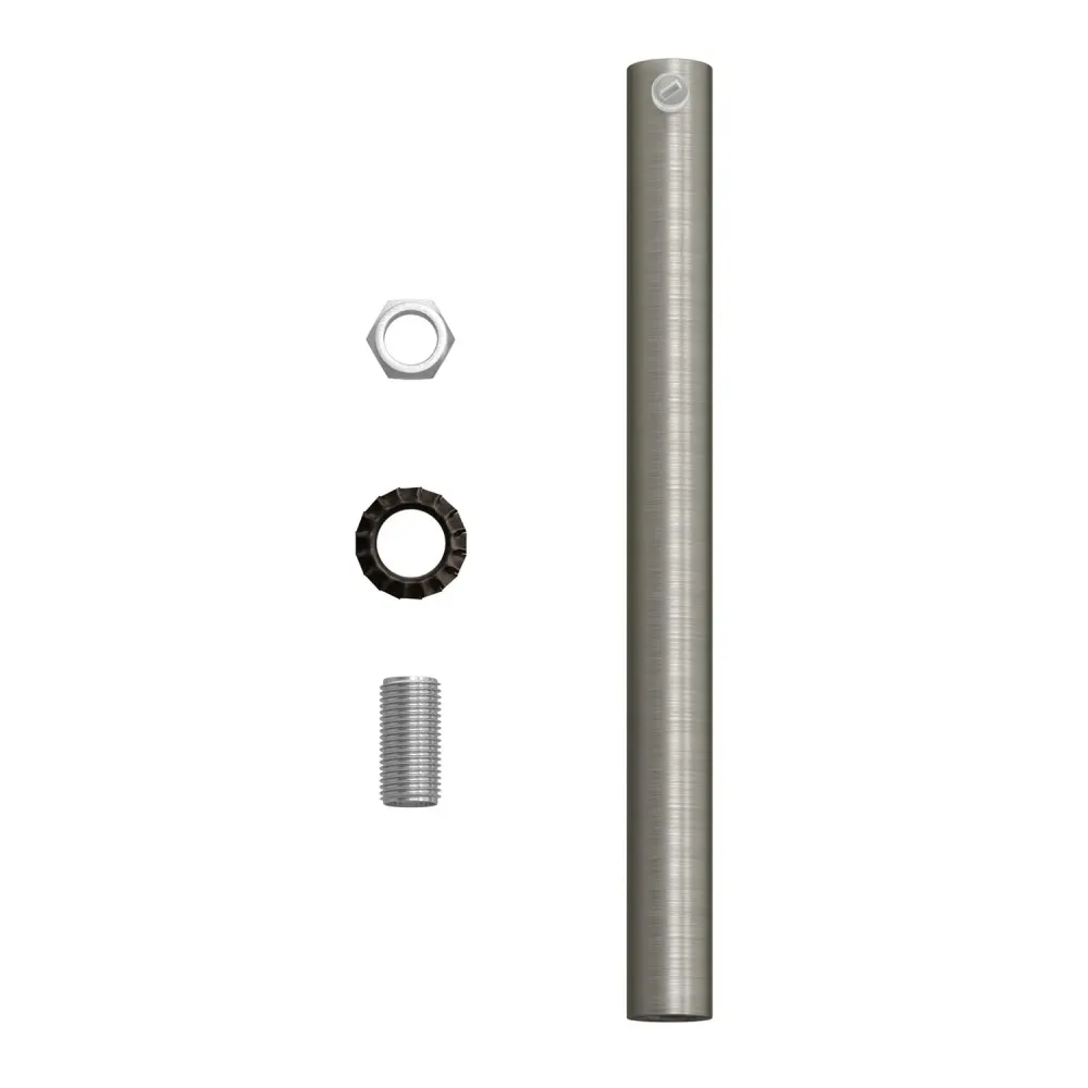 Kabelová průchodka válcová kovová délka 15 cm včetně tyčky, matice podložky – Saténový titan