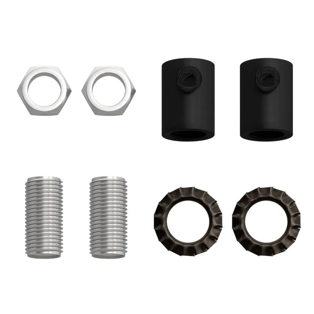 Kabelová průchodka válcová kovová, kompletní s tyčí, maticí podložkou – černá