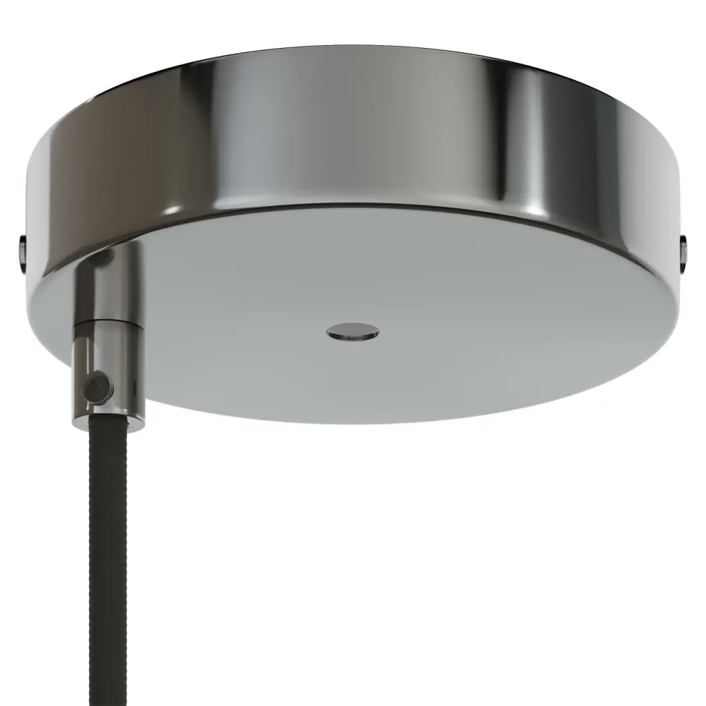 Kit stropní baldachýn válcový z kovu Ø 120 mm se 2 středovými odsazenými otvory – chrom