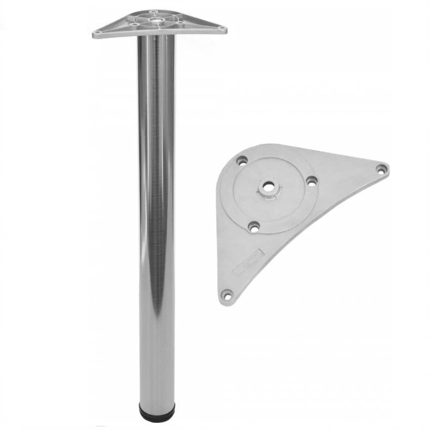 Nastavitelná noha nábytku 710 mm - montážní deska ZnAl - kartáčovaný nikl