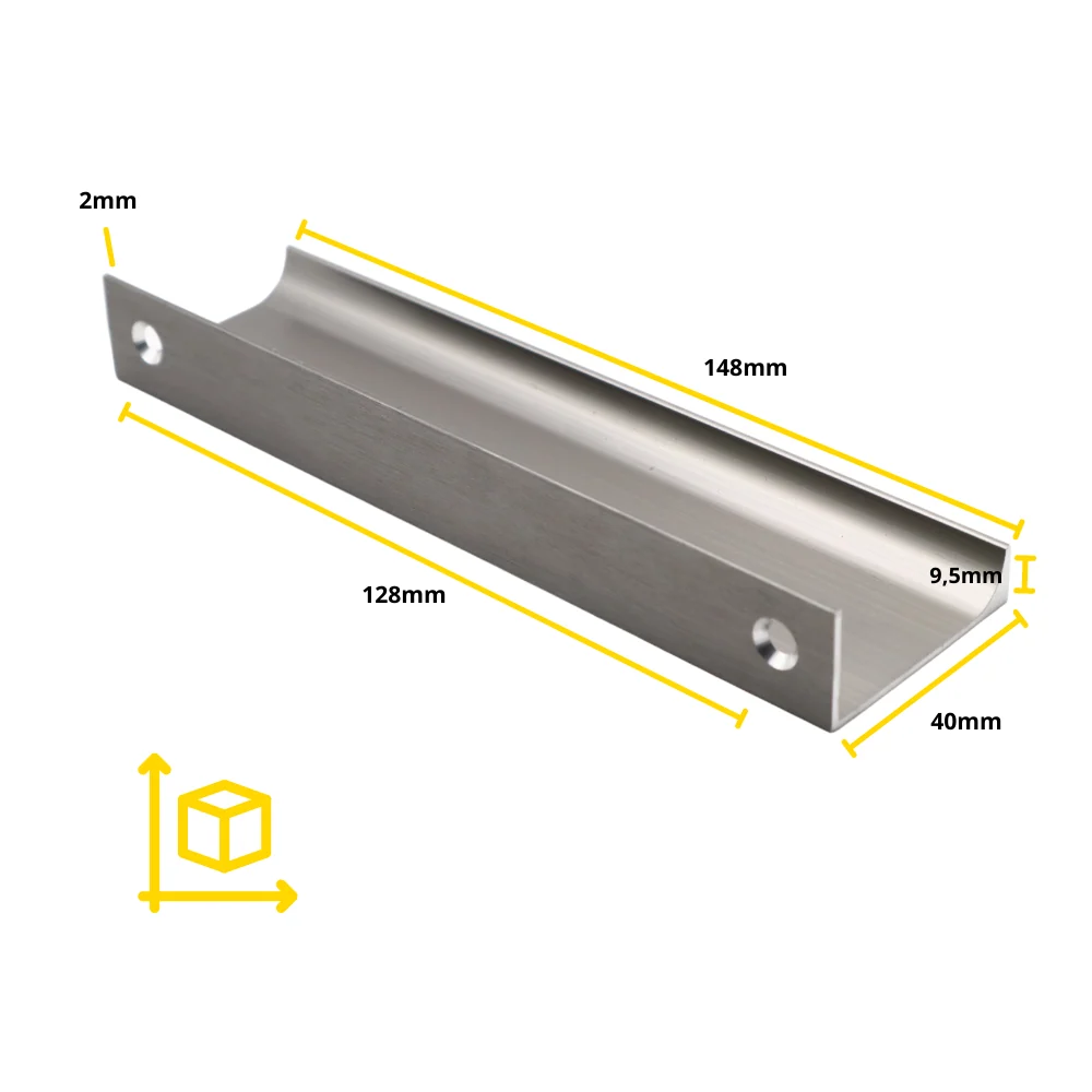 Profil rukojeti Edge Grip 128 mm (celková délka 148 mm) - kartáčovaná ocel