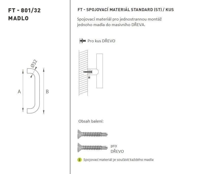 FT - RUKOJEŤ kód K01 â'¬Å¡Â¹Â†â€™Â¦ 32 mm ST pc - Kulatá rovná rukojeť