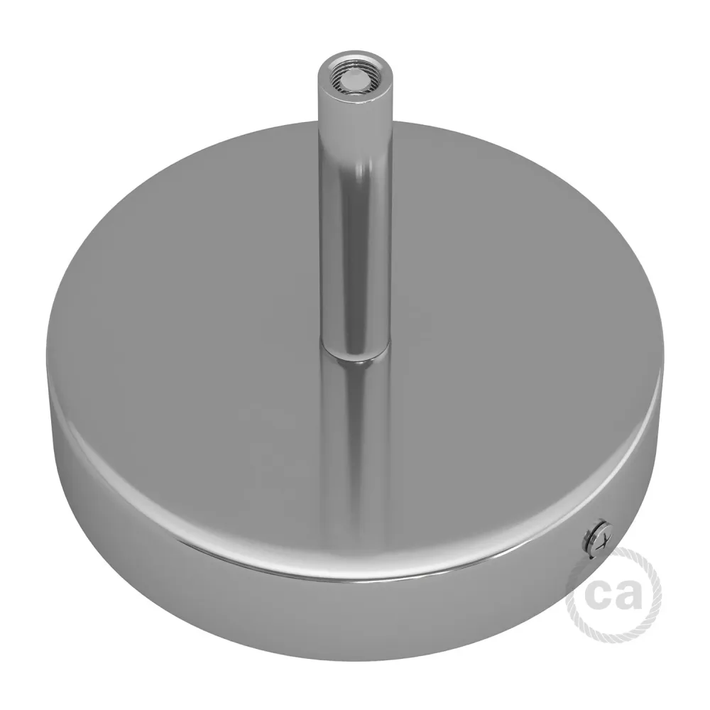 Sada stropní baldachýn cylindrický v kovu s kabelovou průchodkou 7 cm - Chrom