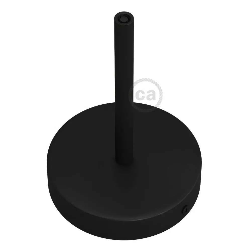 Sada stropní baldachýn válcový z kovu s kabelovou průchodkou 15 cm - černá