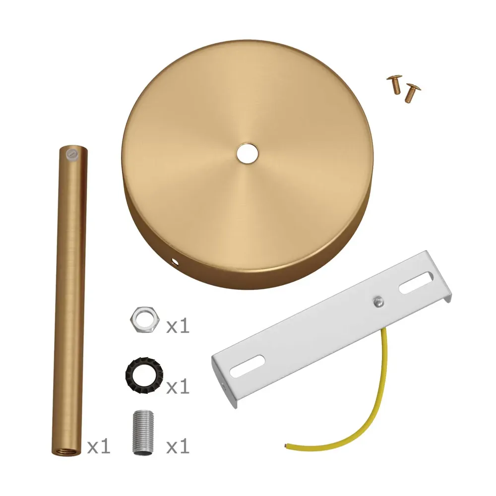 Sada stropní baldachýn válcového tvaru z kovu s kabelovou průchodkou 15 cm – Saténový bronz