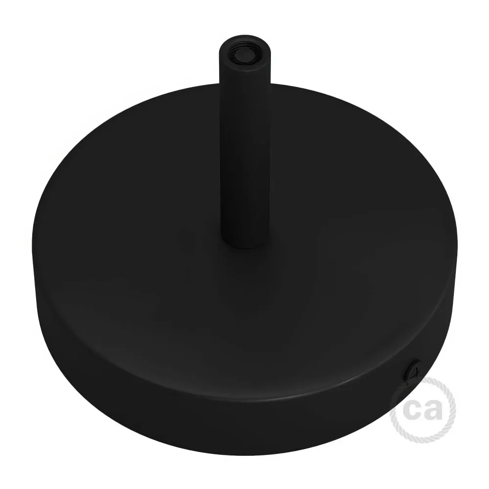 Sada stropního baldachýnu válcového tvaru z kovu s kabelovou průchodkou 7 cm - černá
