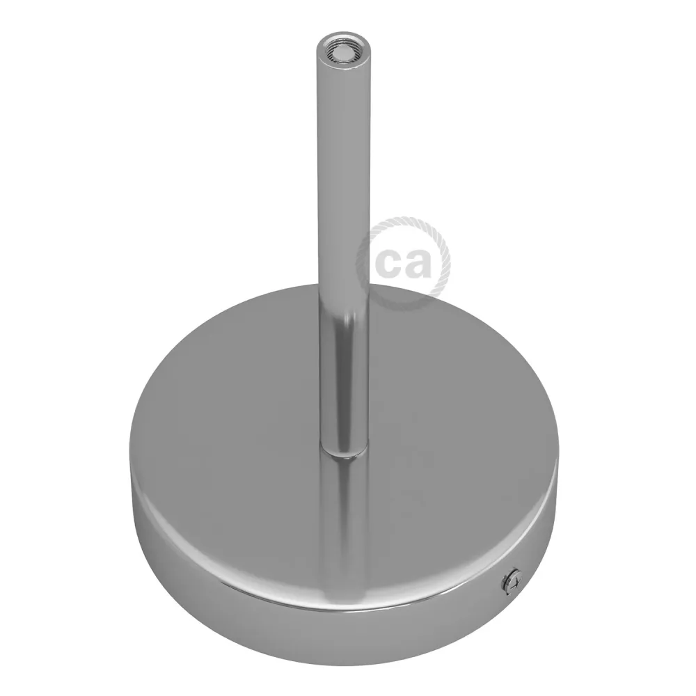 Sada válcového stropního baldachýnu z kovu s kabelovou průchodkou 15 cm – chrom