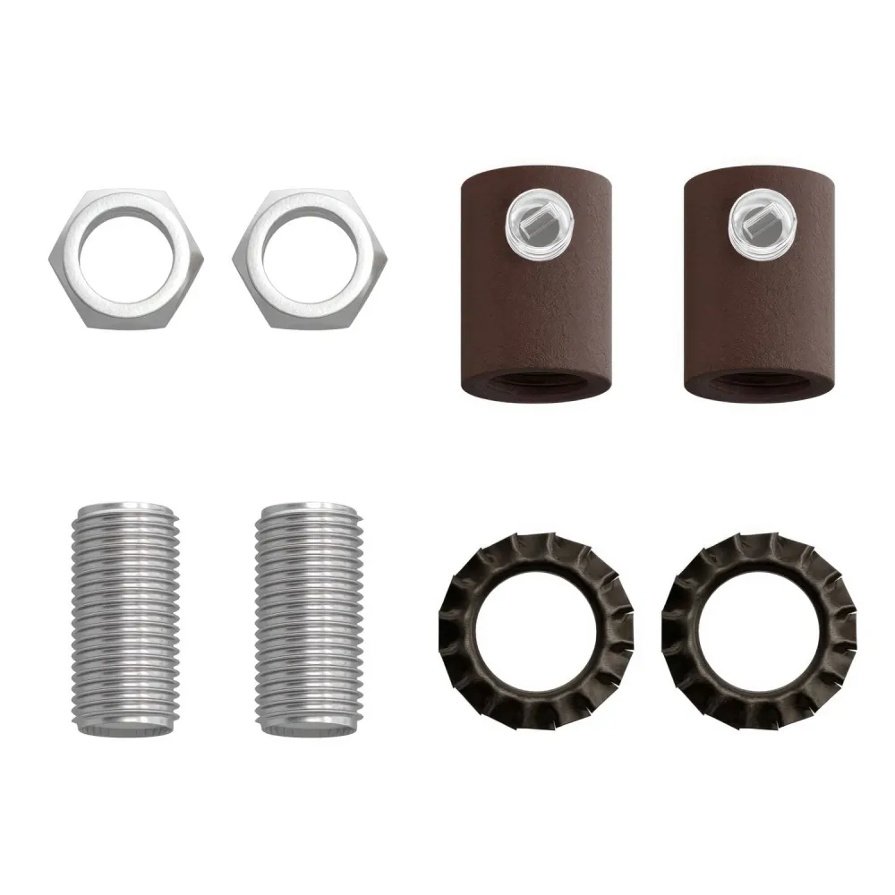 Válcová kabelová průchodka z kovu včetně tyčky, matice podložky - Tmavě rezavě lakovaná