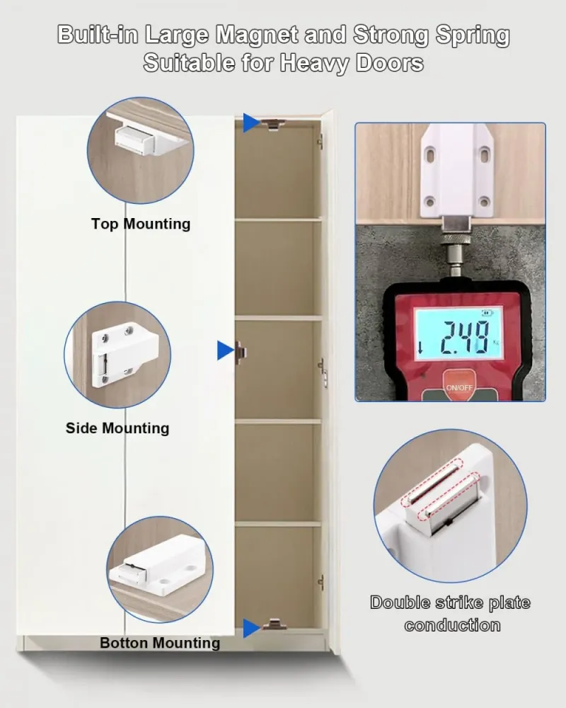 JIAYI Magnetický Otevírač Dveří na Stisk, Otevři Stiskem 4 ks (Bílá)