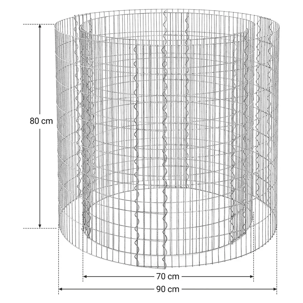 Gabion, kulatý kovový kamenný koš 90 x 80 cm
