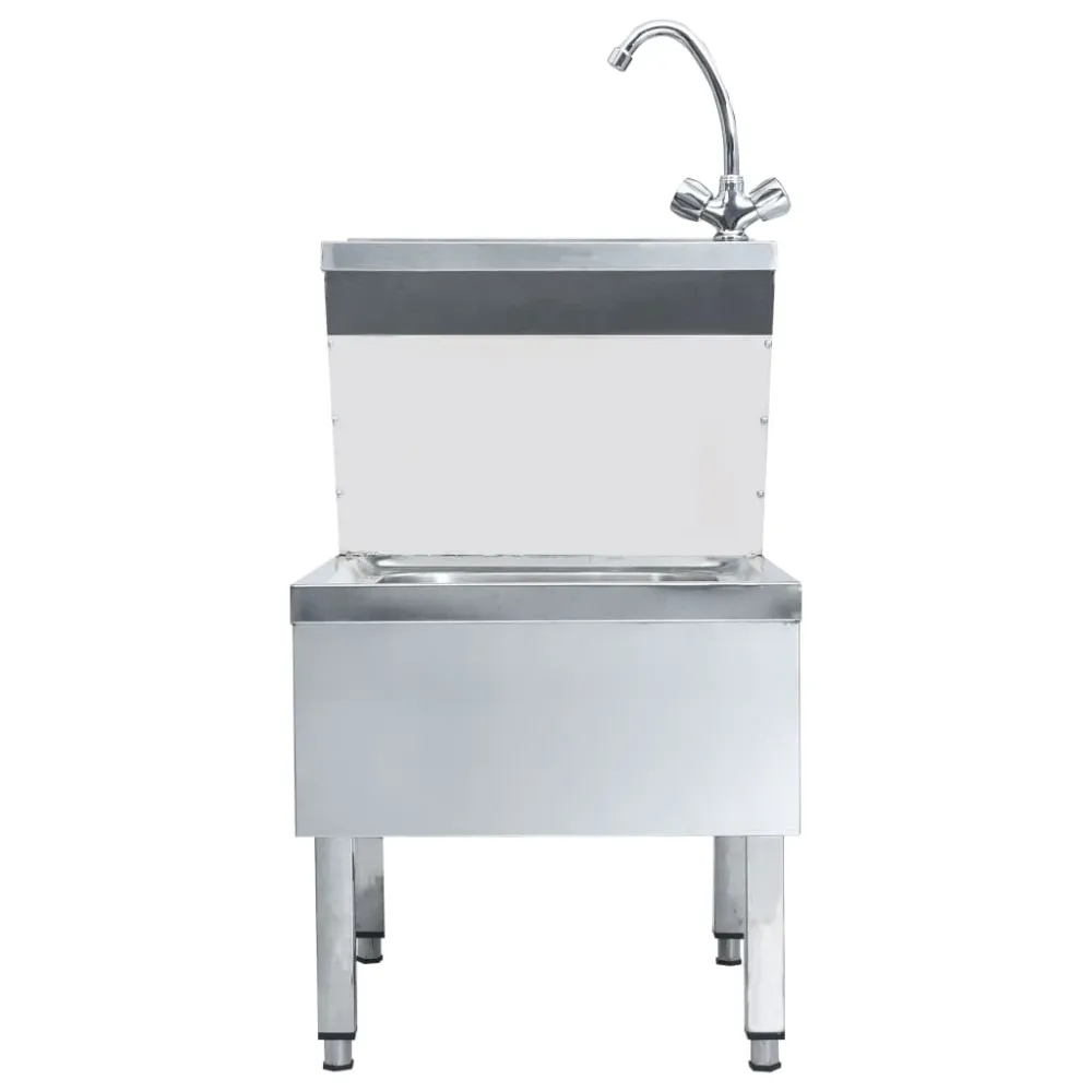 Dřez na mytí rukou s baterií pro provozovny volně stojící nerez
