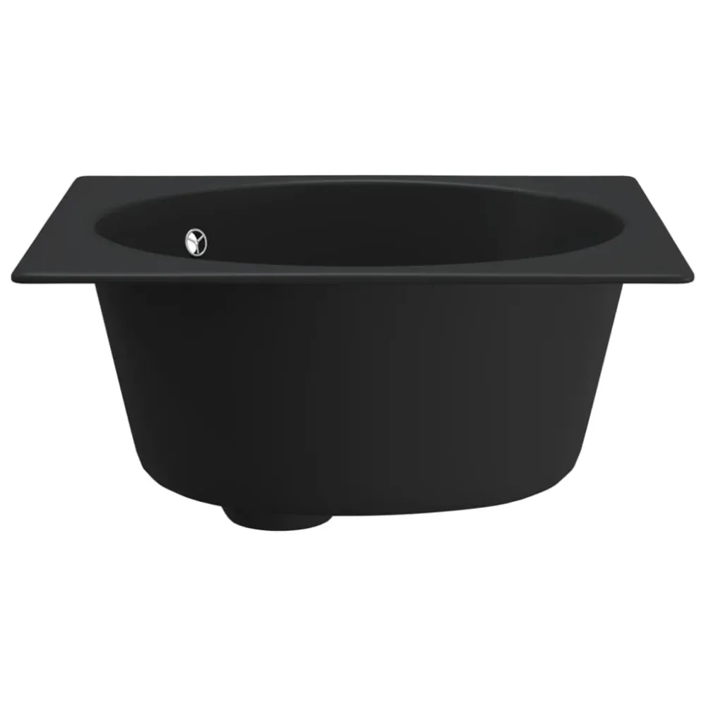 Kuchyňský dřez s přepadem černý žula