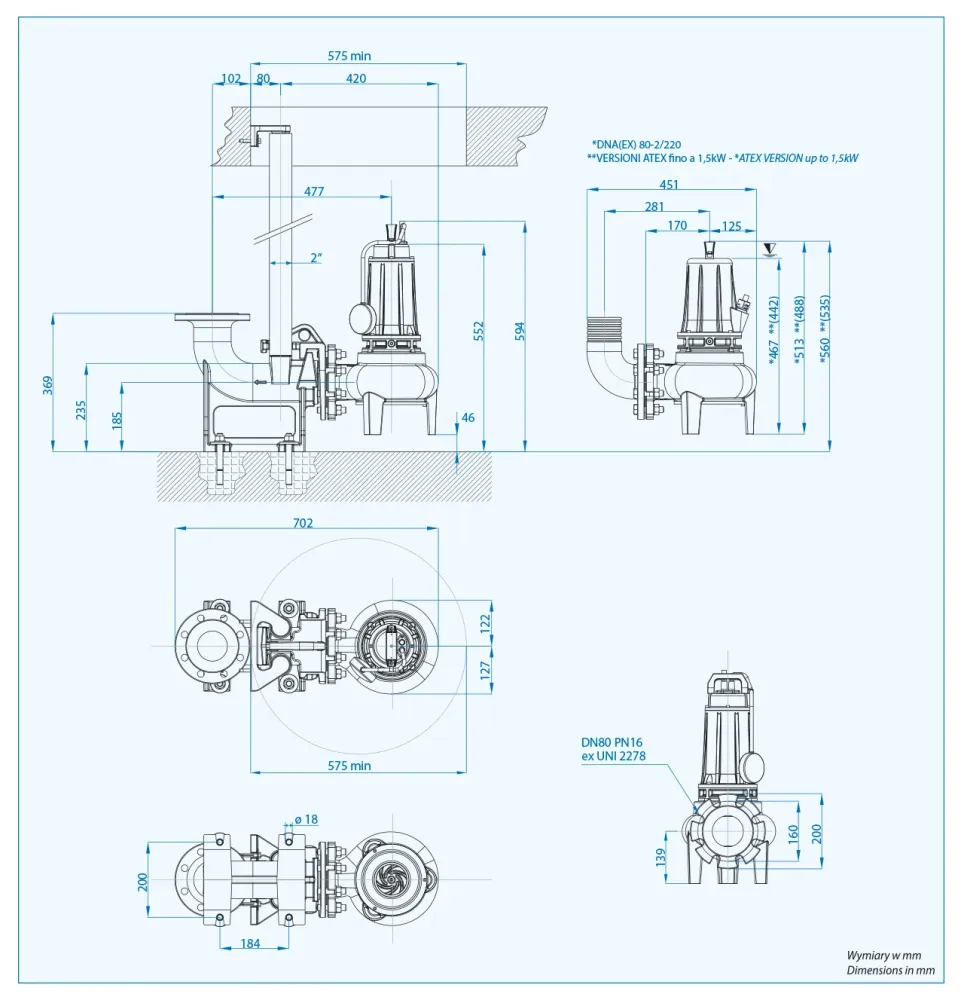 Specifické čerpadlo DNA 80-2/110 m (1,1 kW 230V)