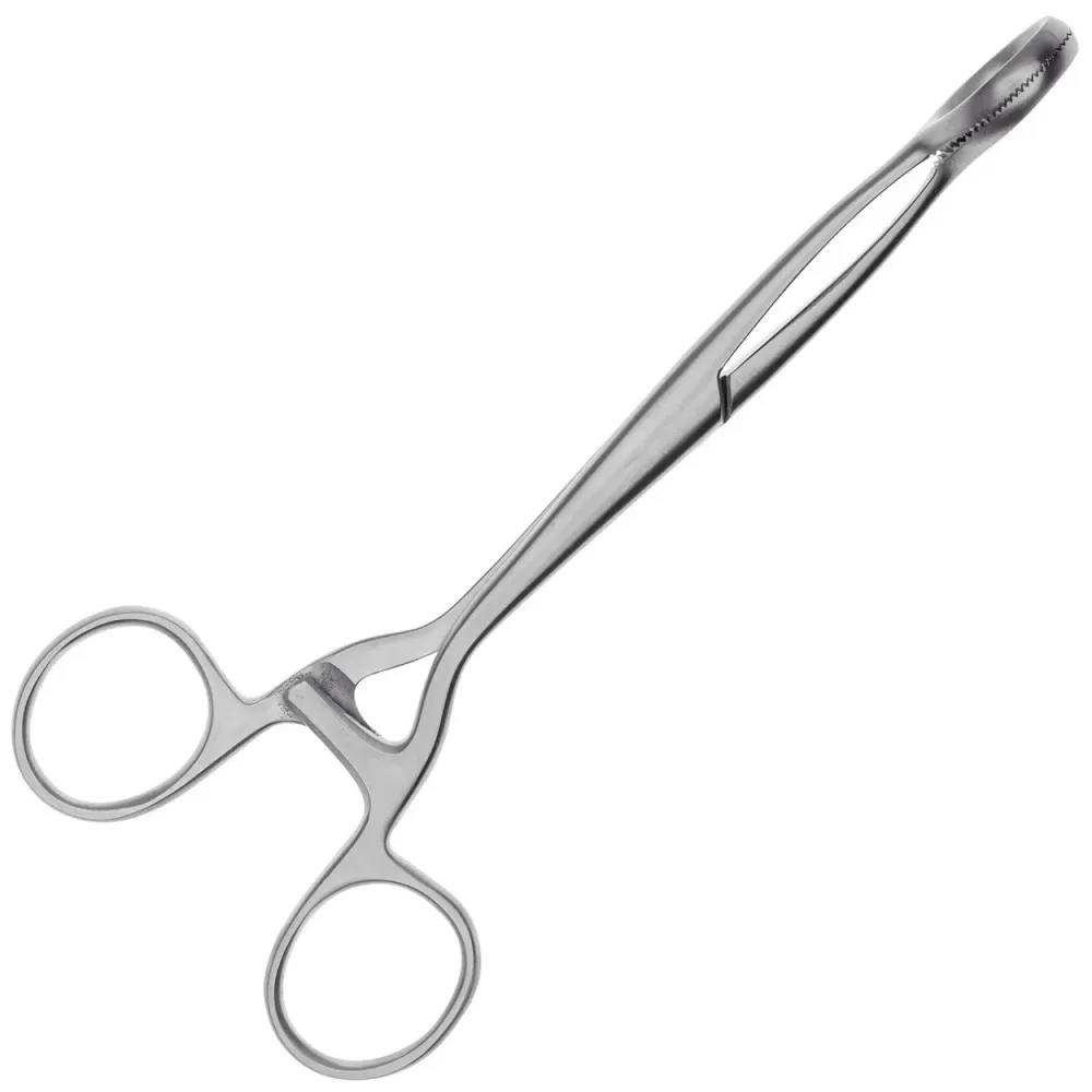 Kleště na jazyk pro piercing – kulatá hlava – vroubkované – nerezová ocel