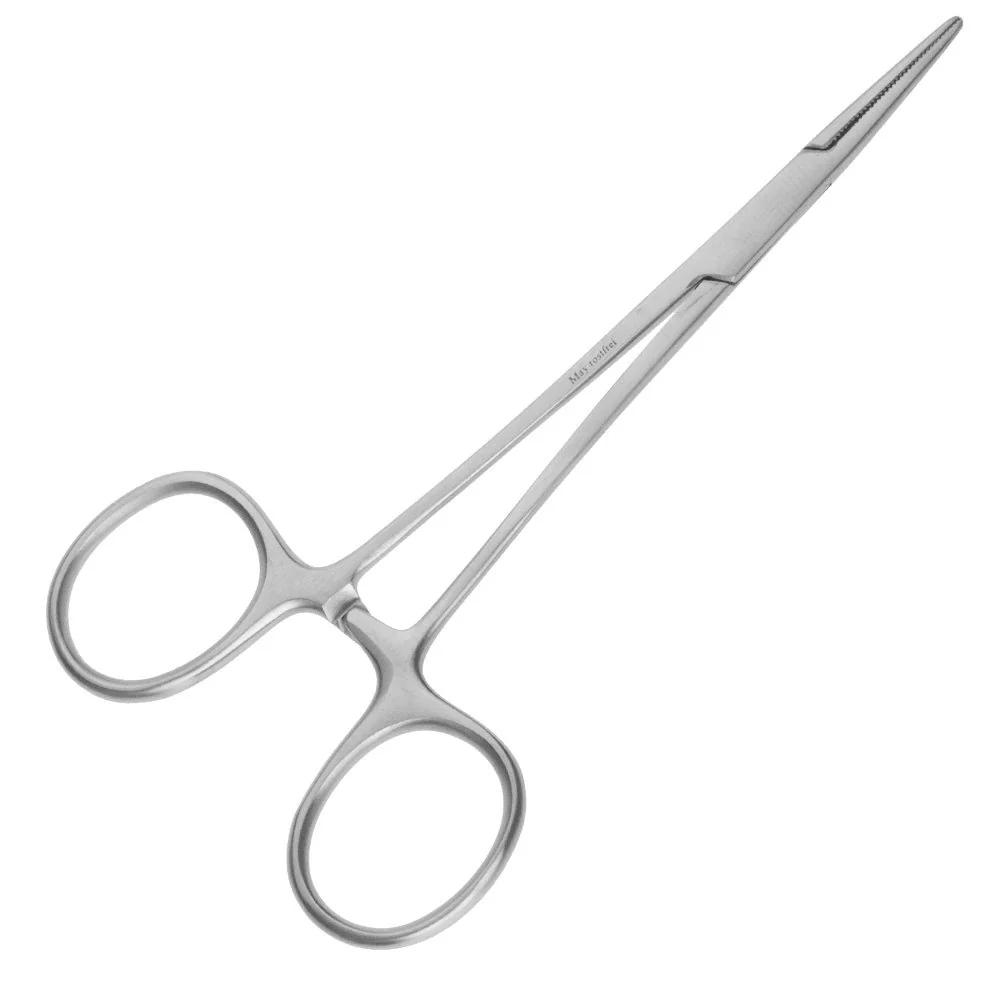 Sada - 1x univerzální nůžky 11,5 cm - nerezová ocel + 1x svorka s rovnými vroubkovanými hroty 12,5 cm - nerezová ocel